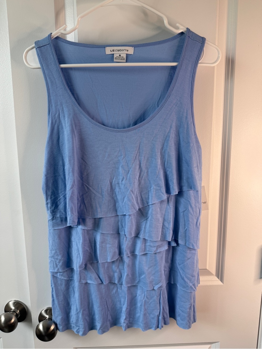 Liz Claiborne Light Blue Layered Ruffle Tank
